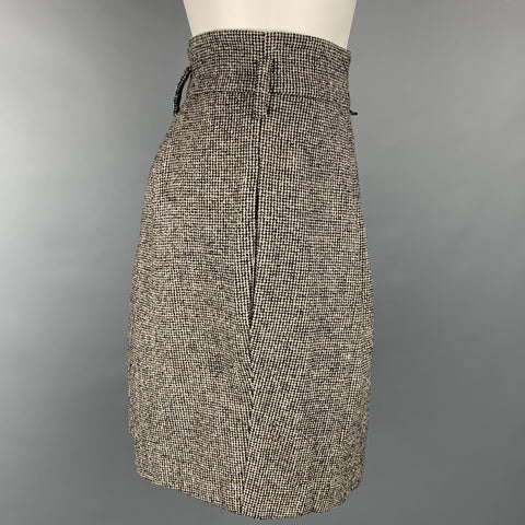 ROBERT RODRIGUEZ Taille 2 Jupe plissée en laine / polyester pied-de-poule noir et crème