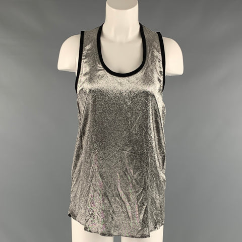 FAITH CONNEXION Size S Silver Metallic Silk Blend Tank Top