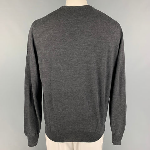 PIATTELLI Taille XL Pull à col rond en laine grise