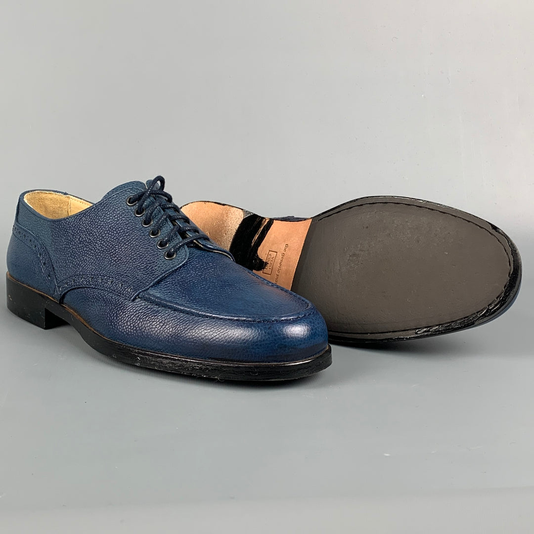 THE GENERIC MAN Size 10 Royal Blue Leather Lace Up Shoes