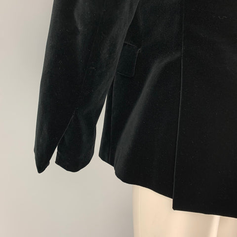 RALPH LAUREN Purple Label Size 38 Black Cotton Velvet Notch Lapel Sport Coat