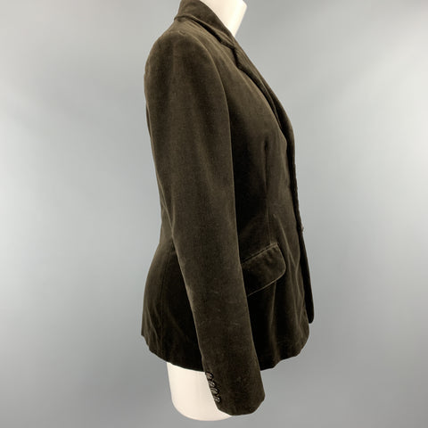 RALPH LAUREN Talla 8 Blazer de tres botones de terciopelo marrón