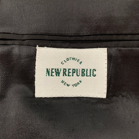 NEW REPUBLIC Size 44 Black & Brown Wool Single Breasted Notch Lapel Suit