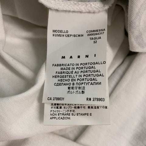 MARNI Size L White Black Graphic Cotton Crew-Neck T-shirt