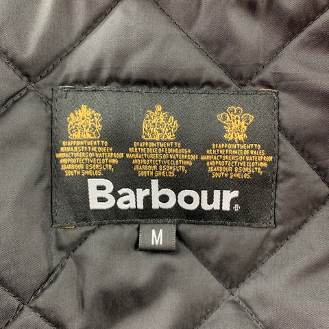BARBOUR Sapper Size M Black Waxed Cotton Corduroy Collar Zip & Snaps Jacket
