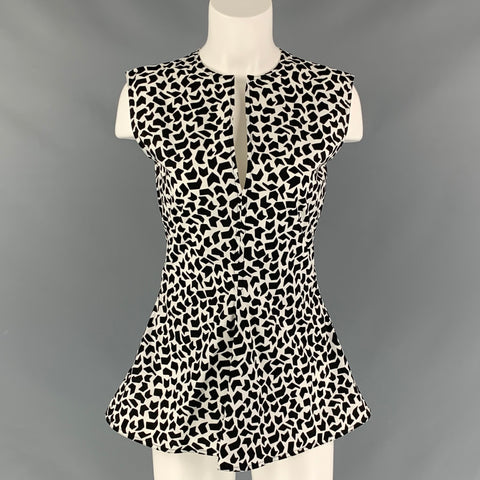 MARNI Size 0 Black White Cotton Tunic Blouse