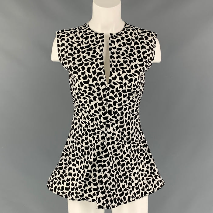 MARNI Size 0 Black White Cotton Tunic Blouse