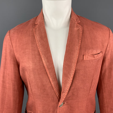 JUST CAVALLI Washed Brick Red Cotton / Linen Notch Lapel Sport Coat
