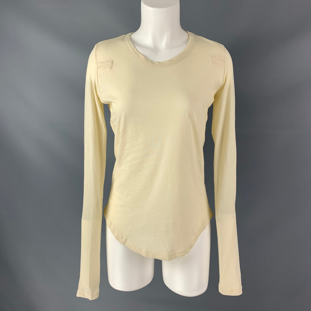 ANN DEMEULEMEESTER Size 2 Cream "Ivory Youth" Cotton Solid Long Sleeve T-Shirt