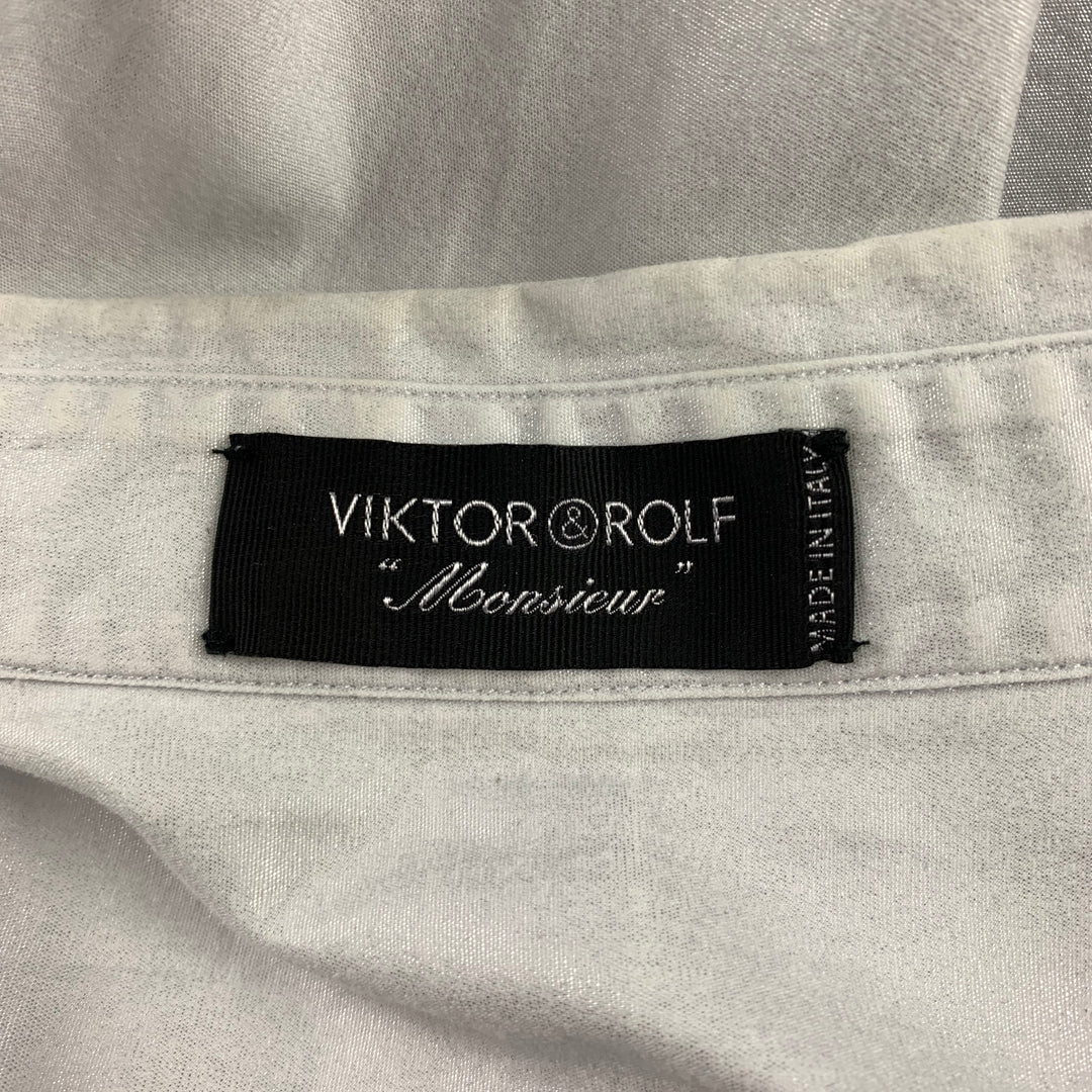 VIKTOR & ROLF Monsieur Size S White Shimmery Cotton Button Up Long Sleeve Shirt