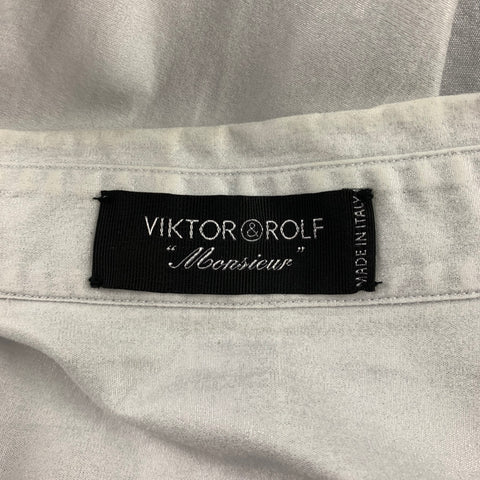 VIKTOR & ROLF Monsieur Size S White Shimmery Cotton Button Up Long Sleeve Shirt