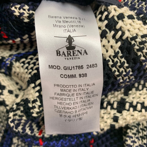 BARENA Taille 40 Manteau de sport à carreaux bleu marine et blanc