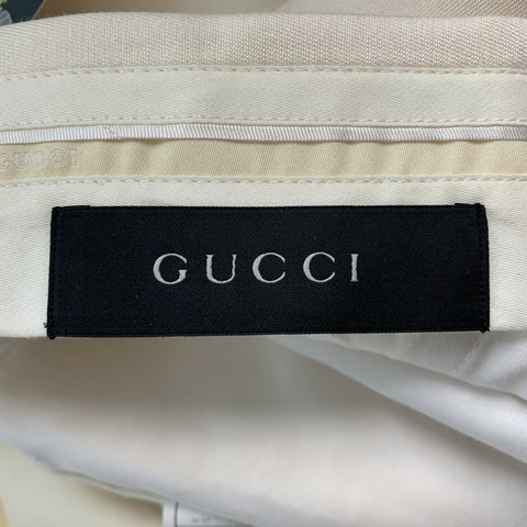 GUCCI Size 34 Beige Solid Wool  Silk Zip Fly Dress Pants