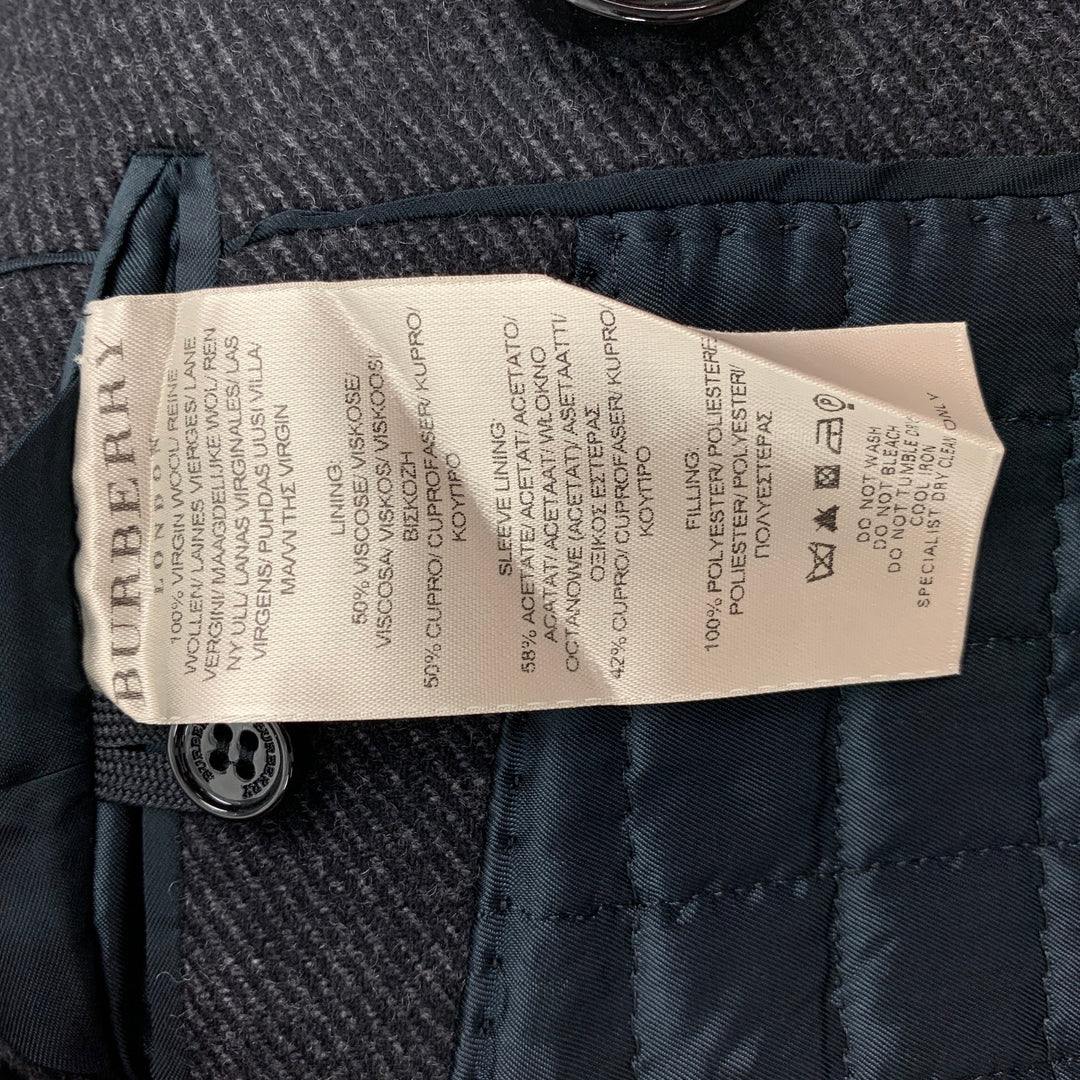 BURBERRY Size 38 Charcoal Grey Virgin Wool Peacoat