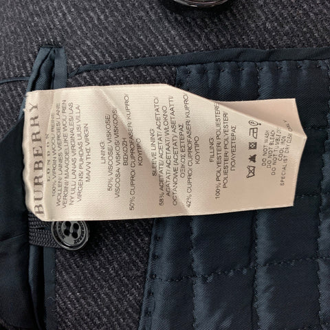 BURBERRY Taille 38 Caban en laine vierge gris anthracite