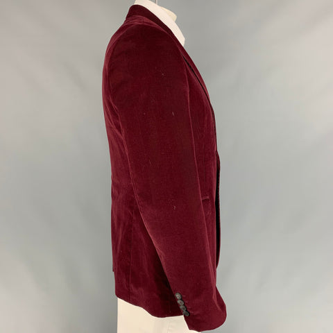 PAUL SMITH The Byard Size 42 Burgundy Corduroy Cotton Single Breasted Sport Coat