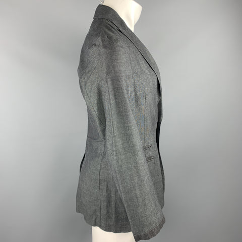 JOHN VARVATOS Taille 36 Manteau de sport en lin/coton gris foncé chiné