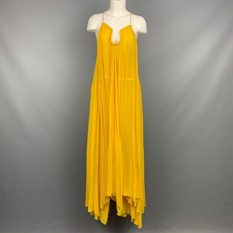 CHLOE SS 2015 Size 4 Corn Yellow Silk-Voile Maxi Dress