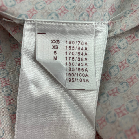 LOUIS VUITTON Size L White Red Grey Print Cotton Button Up Long Sleeve Shirt