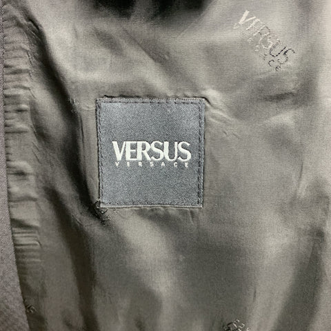 VERSUS by GIANNI VERSACE Size 38 Regular Black on Black Checkered Peak Lapel Suit