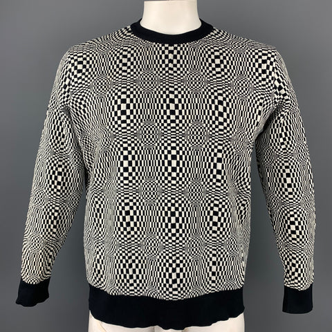 Vintage VERSACE CLASSIC Size XL Black & White Geometric Nylon Crew-Neck Pullover