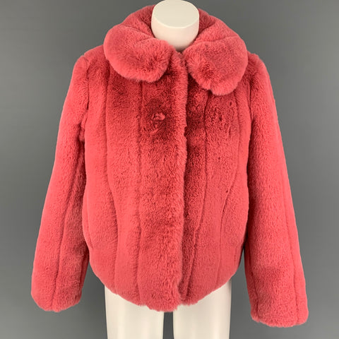 ALICE + OLIVIA Chaqueta de piel sintética texturizada de poliéster rosa talla XS