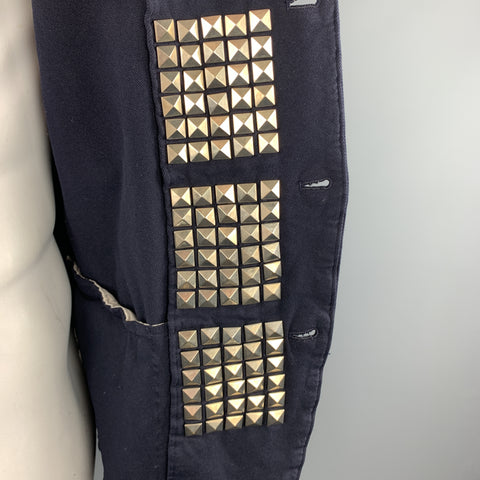 COMME des GARCONS HOMME PLUS EVERGREEN Size L Navy Reverse Studded Blazer Jacket