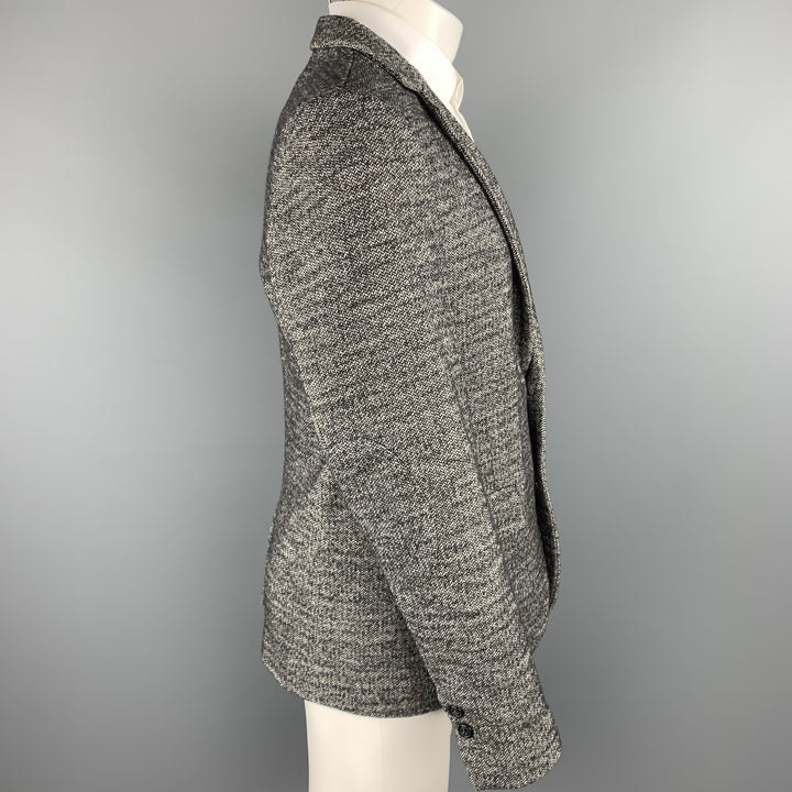 NY BASED Size S Grey & Black Herringbone Cotton / Wool Sport Coat