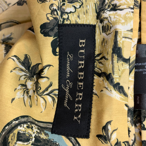 BURBERRY Fall 2016 Yellow & Brown Print Cotton / Silk Notch Lapel Sport Coat