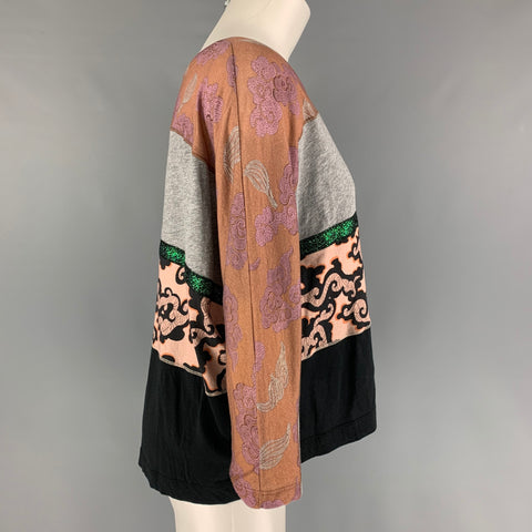 DRIES VAN NOTEN Pull Raglan en coton multicolore, tissus mélangés, taille S