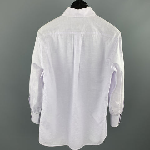 BRUNELLO CUCINELLI Size XS Lavender Textured Cotton / Linen Long Sleeve Shirt