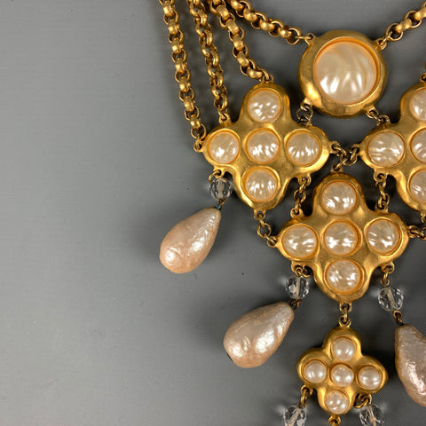 DONNA KARAN Gold Faux Pearl Layered Necklace