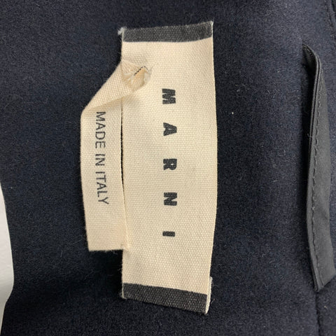 MARNI Size 40 Navy Black Wool Blend Notch Lapel Sport Coat