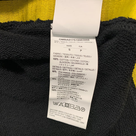 OFF-WHITE Size S Black Yellow Applique Cotton Crew-Neck Sweatshirt