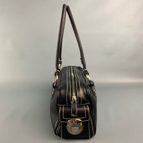 Vintage MARC JACOBS Black Contrast Stitch Leather Satchel Handbag