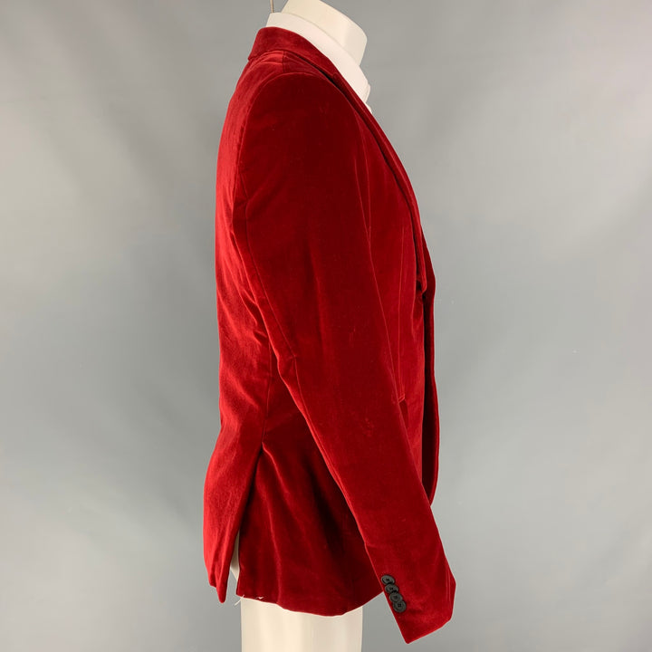 JOHN VARVATOS * U.S.A. Size 40 Regular Red Velvet Cotton Sport Coat