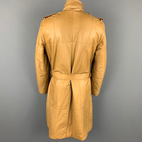 GUCCI by TOM FORD Size 44 Tan Quilted Leather Belted Hooded Coat