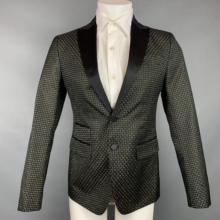 DSQUARED2 Taille 38 Manteau de sport à revers en mélange de polyester et brocart noir et doré