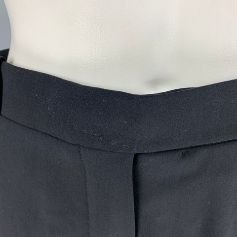 CELINE Taille L Pantalon habillé zippé en laine mélangée noire