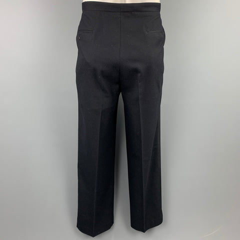 VINTAGE Size 42 Black Wool Peak Lapel Tuxedo