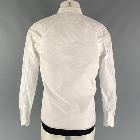 KOLOR Size M White Black Solid Cotton Button Up Long Sleeve Shirt