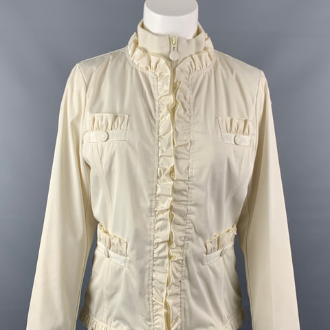 LOVE MOSCHINO Size 6 Cream Polyester Ruffled Jacket