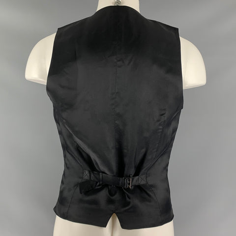 DOLCE &amp; GABBANA Talla 38 Chaleco con botones de seda y lana lisa negro