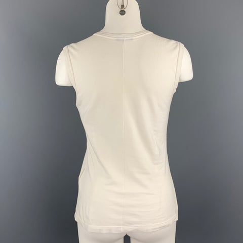 ANN DEMEULEMEESTER Size 6 White Graphic Cotton Tank Top