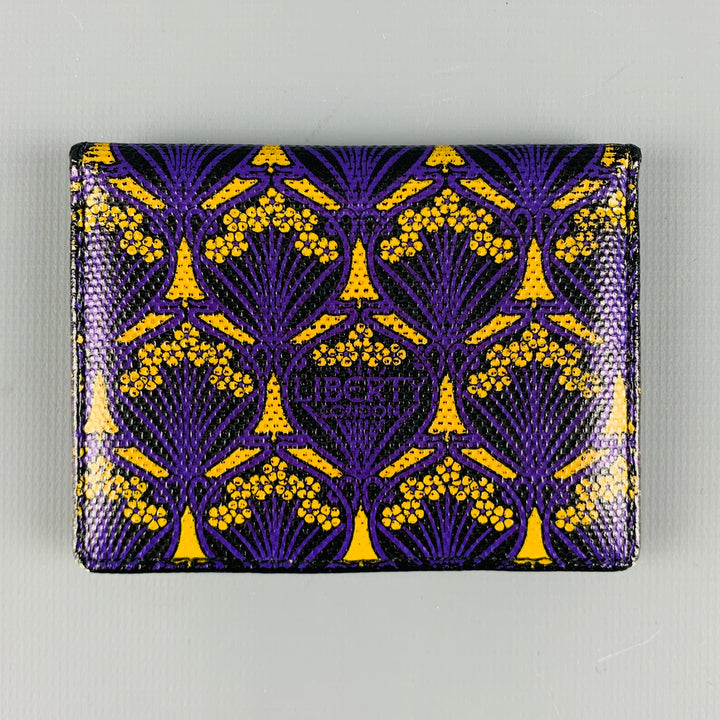 LIBERTY OF LONDON Purple Yellow Abstract Floral Leather Wallet