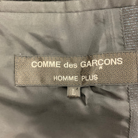 COMME des GARCONS HOMME PLUS SS 19 Size L Black Blue Metallic Ruched Sport Coat