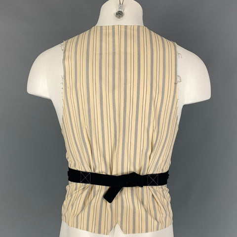 YIGAL AZROUEL Size M Navy Beige Contrast Stitch Wool Buttoned Vest