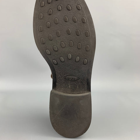 TOD'S Size 10.5 Brown Perforated Wingtip Leather Lace Up Shoes