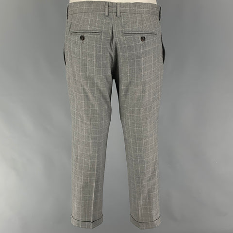 BRUNELLO CUCINELLI Size 38 Gray Window Pane Lana Wool Silk Suit