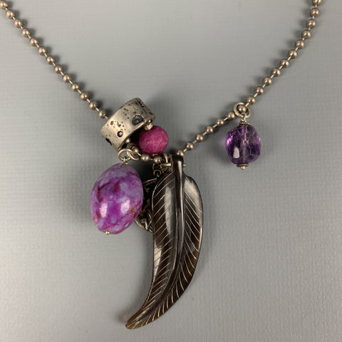 CHAN LUU Purple Silver Acetate Necklace